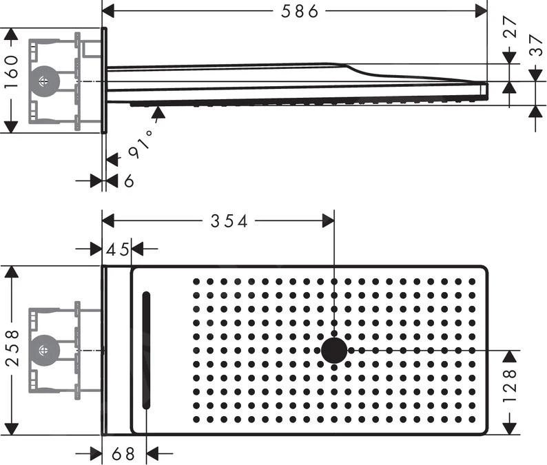 Hansgrohe Rainmaker Select - Hoofddouche 580mm, 3jet, EcoSmart 9l/min, Wit/chroom 24011400 4 Hansgrohe Rainmaker Select - Hoofddouche 580mm, 3jet, EcoSmart 9l/min, Wit/chroom 24011400 - Afbeelding 2