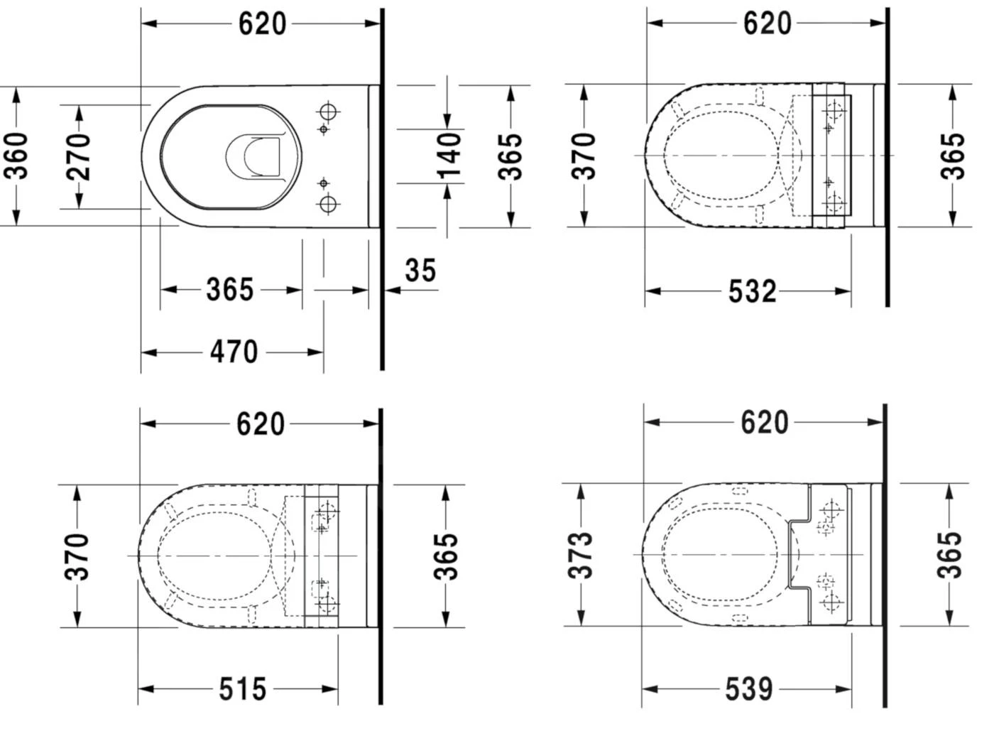 Duravit Starck 3 - Wandcloset Voor SensoWash, Wit 2226590000 4 Duravit Starck 3 - Wandcloset Voor SensoWash, Wit 2226590000 - Afbeelding 2