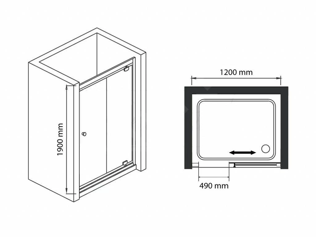 Lansanit LitEX Paolo - Douche Schuifdeur 1200 Mm, Glanzend Aluminium/helder Glas SF12-190-C 4 Lansanit LitEX Paolo - Douche Schuifdeur 1200 Mm, Glanzend Aluminium/helder Glas SF12-190-C - Afbeelding 2