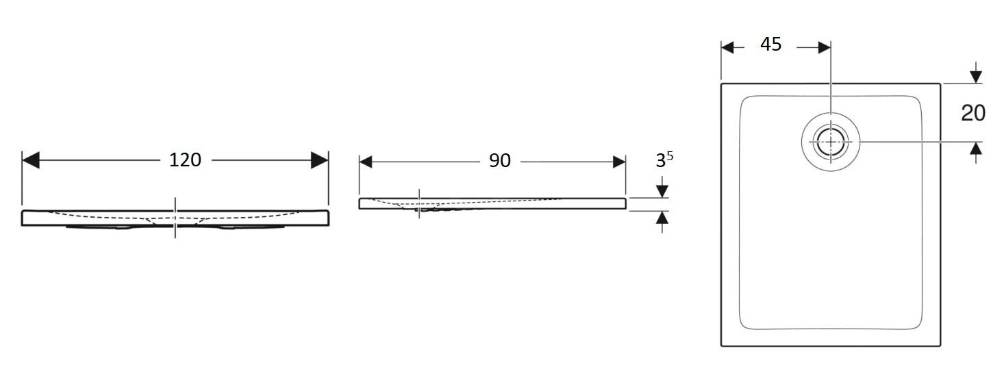 Geberit Nemea - Vierkante Douchebak 1200x900 Mm, Glanzend Wit 550.576.00.1 4 Geberit Nemea - Vierkante Douchebak 1200x900 Mm, Glanzend Wit 550.576.00.1 - Afbeelding 2