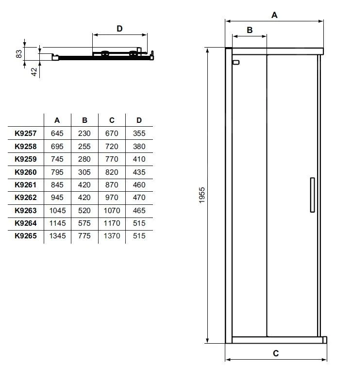 Ideal Standard Connect 2 - Schuifdeur, 2-delig, 850 Mm, Silver Bright/helder Glas K9260EO 4 Ideal Standard Connect 2 - Schuifdeur, 2-delig, 850 Mm, Silver Bright/helder Glas K9260EO - Afbeelding 2