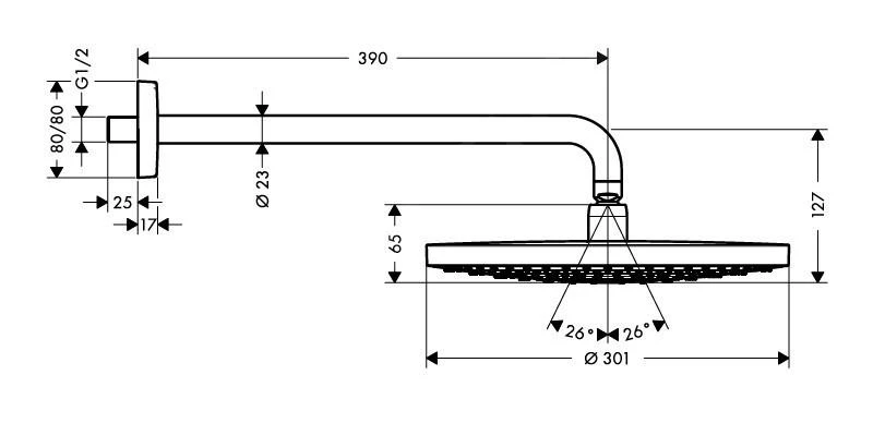 Hansgrohe Raindance Select S - Hoofddouche 300, 2jet, Douchearm 390 Mm, Chroom 27378000 4 Hansgrohe Raindance Select S - Hoofddouche 300, 2jet, Douchearm 390 Mm, Chroom 27378000 - Afbeelding 2