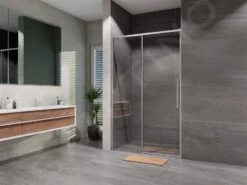 Lansanit LitLUX Slim Alvaro - Douche Schuifdeur 1000 Mm, Glanzend Aluminium/helder Glas SZD10