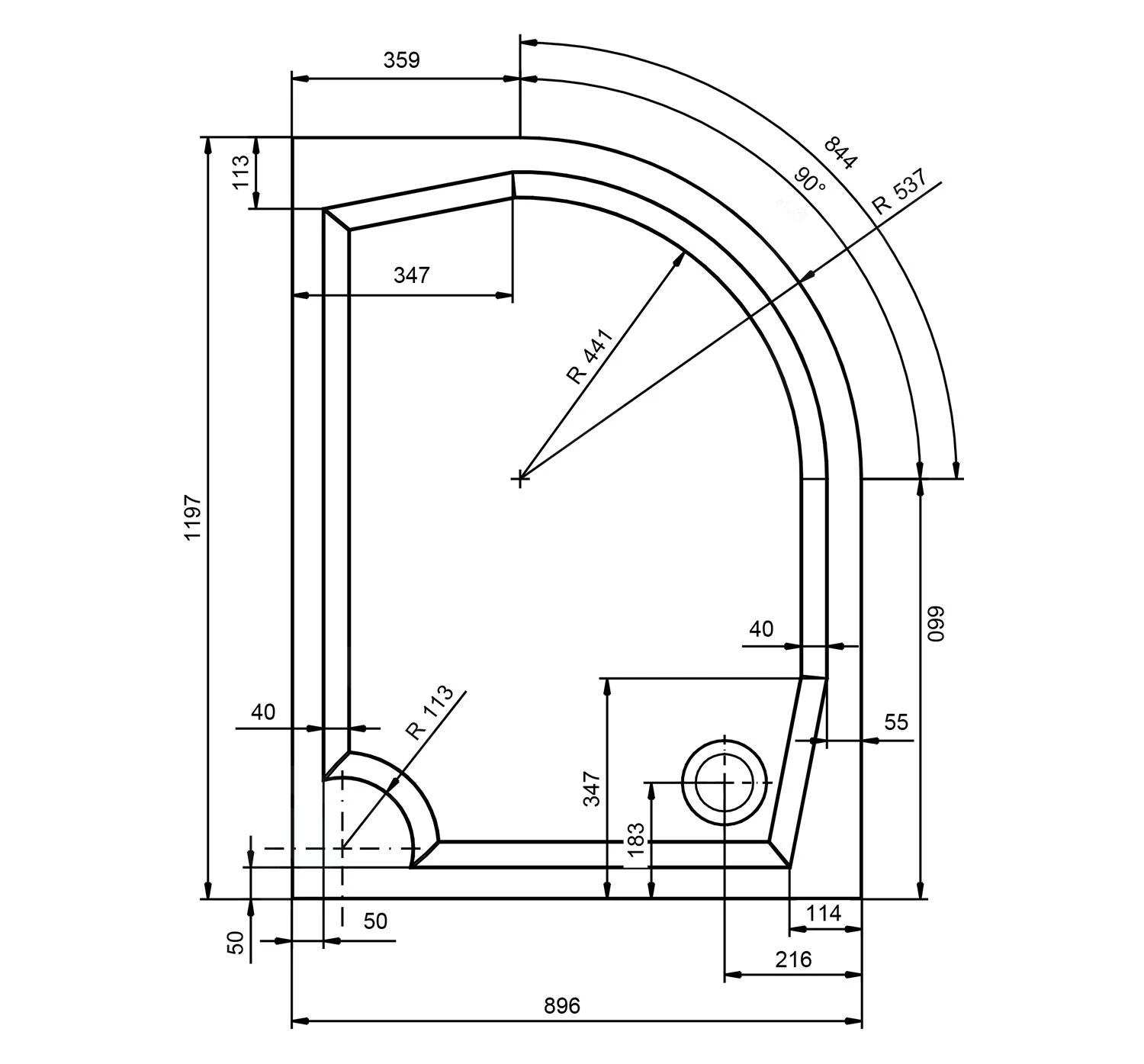 Gelco Douchebakken - RIVA Douchebak, 1200x900 Mm, Links, Wit GR12090L 4 Gelco Douchebakken - RIVA Douchebak, 1200x900 Mm, Links, Wit GR12090L - Afbeelding 2